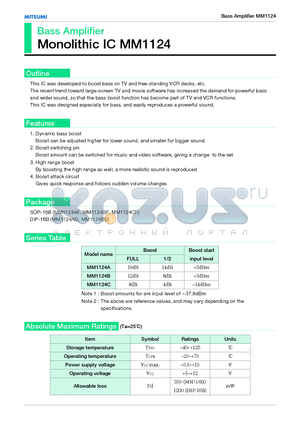 MM1124 datasheet - Bass Amplifier