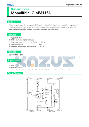 MM1166 datasheet - Superimpose Monolithic IC MM1166