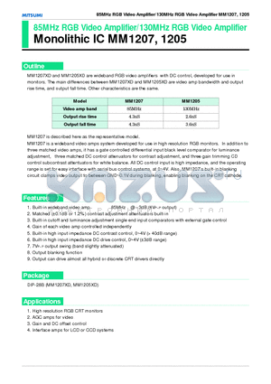 MM1205 datasheet - 85MHz RGB Video Amplifier/130MHz RGB Video Amplifier