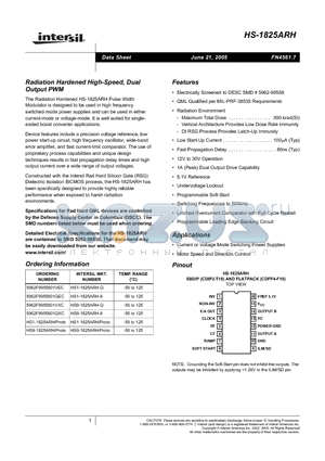 HS9-1825ARH/PROTO datasheet - Radiation Hardened High-Speed, Dual Output PWM