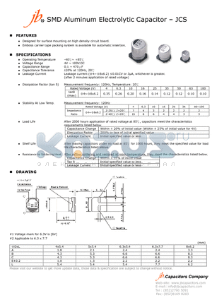 JCS datasheet - SMD Aluminum Electrolytic Capacitor