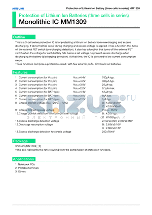 MM1309CF datasheet - Protection of Lithium Ion Batteries (three cells in series)