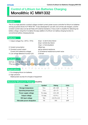 MM1332 datasheet - Control of Lithium Ion Batteries Charging