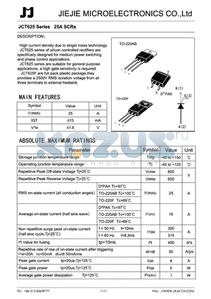 JCT625 datasheet - 25A SCRs