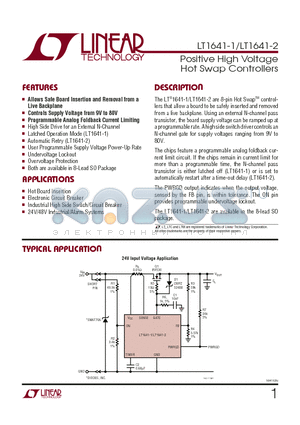 LT1641-1 datasheet - Positive High Voltage Hot Swap Controllers