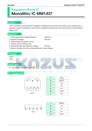 MM1437 datasheet - RegulatorReset IC