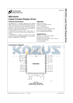 MM145453 datasheet - Liquid Crystal Display Driver