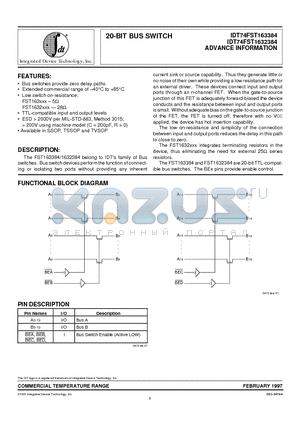 IDT74FST163384 datasheet - 20-BIT BUS SWITCH