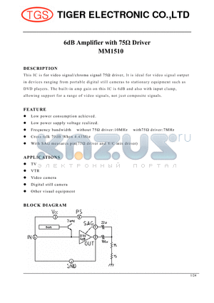 MM1510 datasheet - 6dB Amplifier with 75OHM Driver