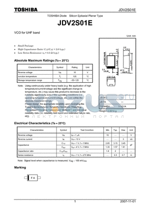 JDV2S01E-07 datasheet - Silicon Epitaxial Planar Type VCO for UHF band