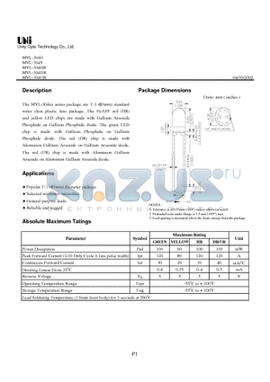 MVL-304DR datasheet - Standard water clear plastic lens