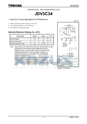 JDV3C34 datasheet - Electronic Tuning Applications for FM Receivers