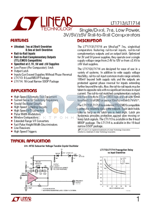 LT1714CGN datasheet - Single/Dual, 7ns, Low Power,3V/5V/a5V Rail-to-Rail Comparators