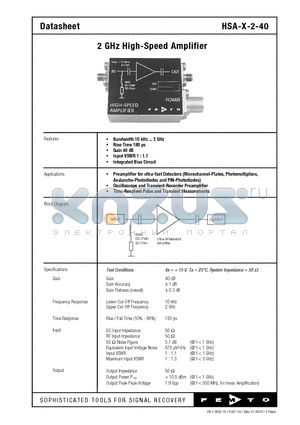 HSA-X-2-40 datasheet - 2 GHz High-Speed Amplifier