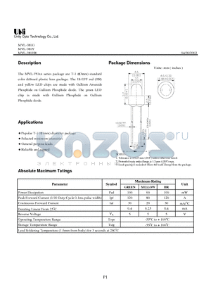 MVL-381G datasheet - Standard color diffused plastic lens