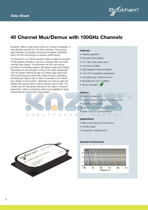MM1C40200291 datasheet - 40 Channel Mux/Demux with 100GHz Channels
