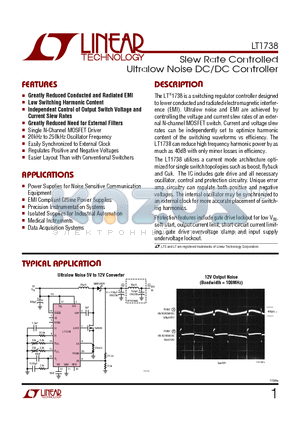 LT1738IG datasheet - Slew Rate Controlled Ultralow Noise DC/DC Controller