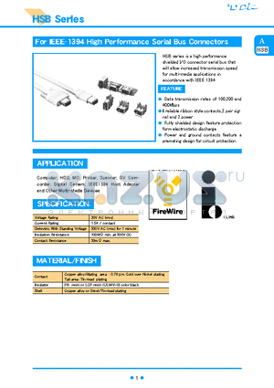 HSB-ARA62-SN15A datasheet - For IEEE-1394 High Performance Serial Bus Connectors