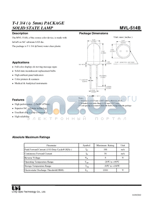 MVL-514B datasheet - SOLID STATE LAMP