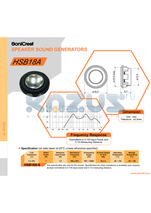 HSB18A datasheet - SPEAKER SOUND GENERATORS