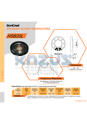 HSB20L datasheet - SPEAKER SOUND GENERATORS