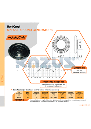 HSB20N datasheet - SPEAKER SOUND GENERATORS