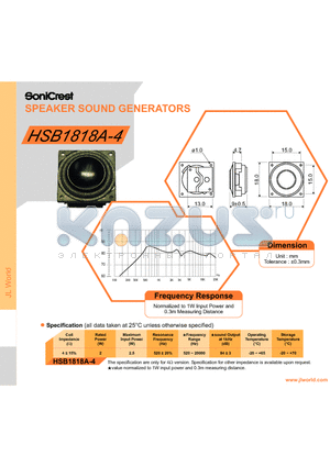 HSB1818A-4 datasheet - SPEAKER SOUND GENERATORS