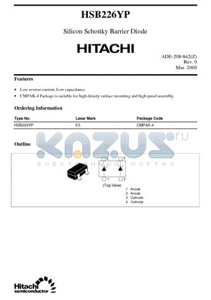 HSB226YP datasheet - Silicon Schottky Barrier Diode