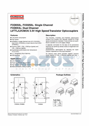 FOD053LR2V datasheet - LVTTL/LVCMOS 3.3V High Speed Transistor Optocouplers