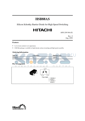 HSB88AS datasheet - Silicon Schottky Barrier Diode for High Speed Switching