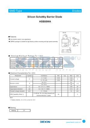 HSB88WA datasheet - Silicon Schottky Barrier Diode