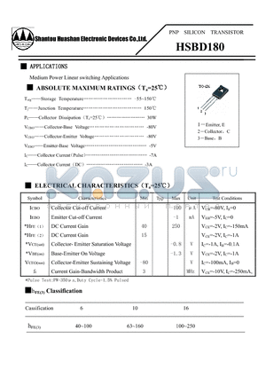 HSBD180 datasheet - PNP SILICON TRANSISTOR