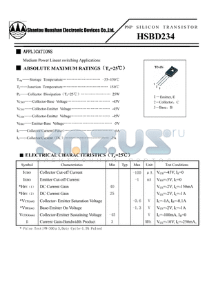 HSBD234 datasheet - PNP SILICON TRANSISTOR