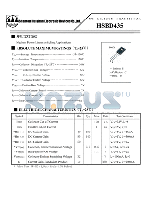 HSBD435 datasheet - NPN SILICON TRANSISTOR