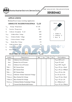 HSBD442 datasheet - PNP SILICON TRANSISTOR