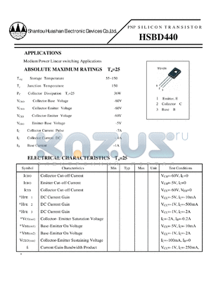 HSBD440 datasheet - PNP SILICON TRANSISTOR