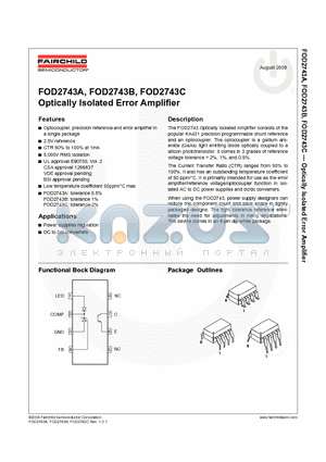 FOD2743BT datasheet - Optically Isolated Error Amplifier