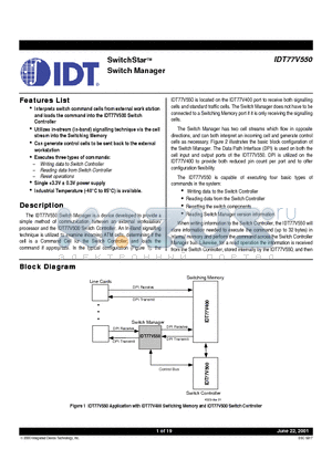 IDT77V550S25DT datasheet - SwitchStarTM Switch Manager