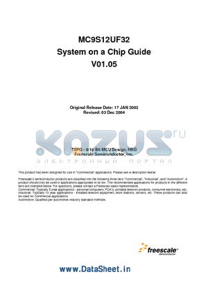 MC9S12UF32 datasheet - System on a Chip Guide V01.05