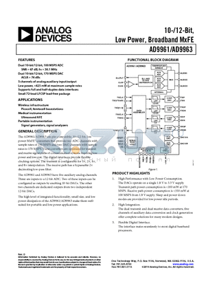 HSC-DAC-EVALCZ datasheet - 10-/12-Bit, Low Power, Broadband MxFE