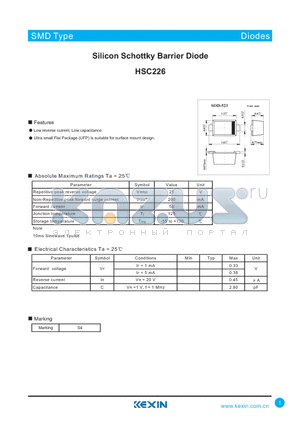 HSC226 datasheet - Silicon Schottky Barrier Diode