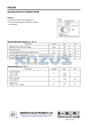 HSC226 datasheet - SILICON SCHOTTKY BARRIER DIODE