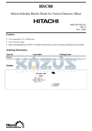 HSC88 datasheet - Silicon Schottky Barrier Diode for Various Detector, Mixer