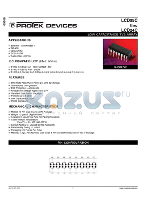 LCD05C datasheet - 5LOW CAPACITANCE TVS ARRAY