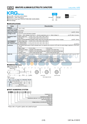 EKRG100ESS102MJC5S datasheet - MINIATURE ALUMINUM ELECTROLYTIC CAPACITORS