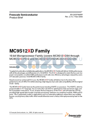 MC9S12XD64 datasheet - 16-BIT MICROPROCESSOR FAMILY