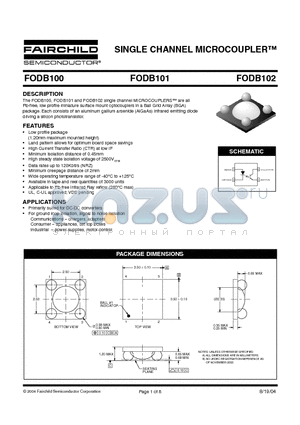 FODB100 datasheet - SINGLE CHANNEL MICROCOUPLER