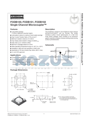 FODB100 datasheet - Single Channel Microcoupler