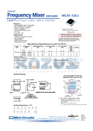 MCA1-12G+ datasheet - Frequency Mixer WIDE BAND