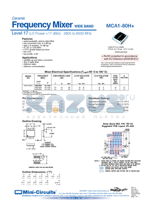 MCA1-80H datasheet - Frequency Mixer WIDE BAND